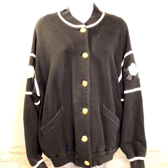 St John Sport Navy Button Front Sweatshirt Sz Lg - Picture 2 of 5